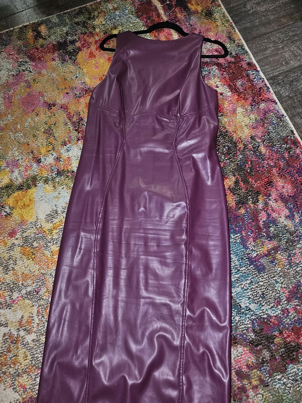 Sleeveless Faux Leather Purple Bodycon Dress